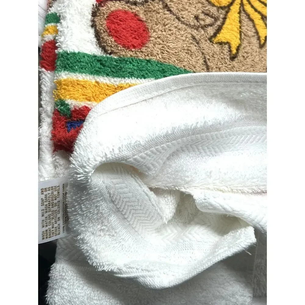 Vintage Childrens Kids Bath Towel Set Balloons Bear Apples Bathroom NWT 3pcs